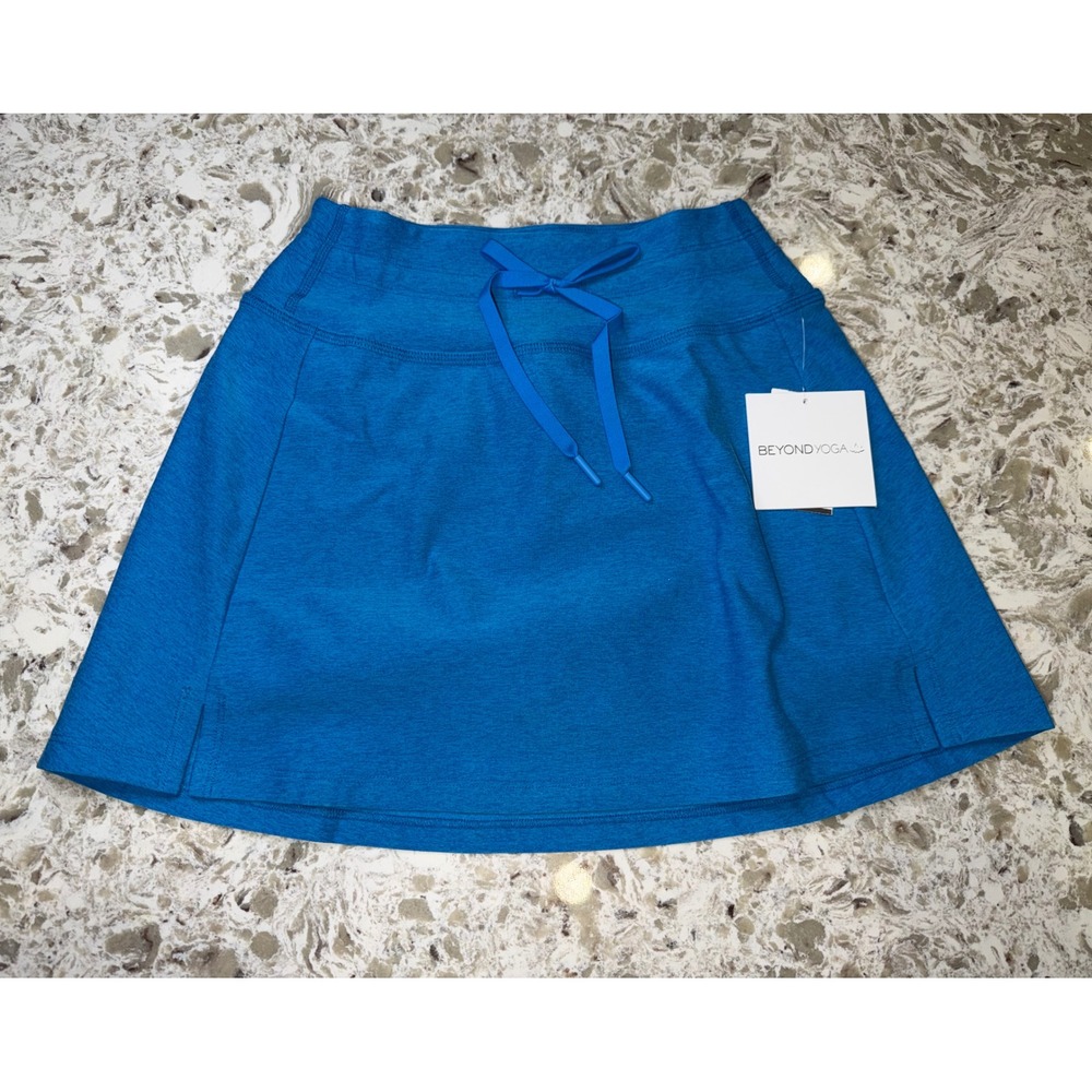 Beyond Yoga Spacedye Skirt Blue Heathered Drawstring Athleisure Skort 007LT S